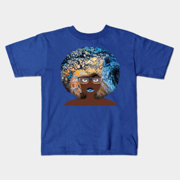 Galaxy Girl Blue & Gold Kids T-Shirt by FinalBeatComics
